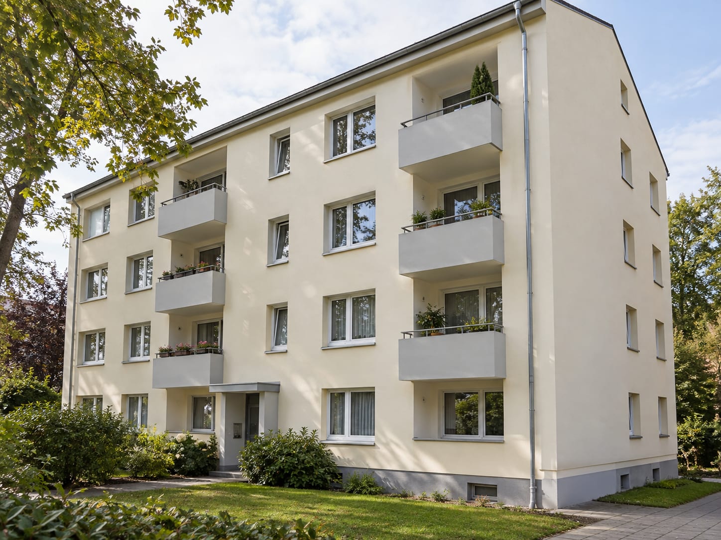 Frisch gestrichenes Mehrfamilienhaus